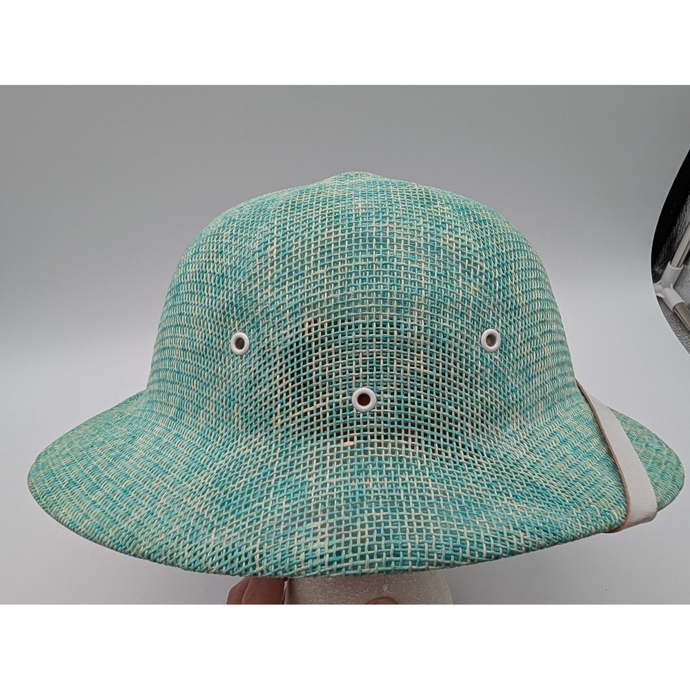 Sun Fari Wesco Mfg Teal Woven Mesh Pith Helmet Safari Hat Made in USA Adjustable